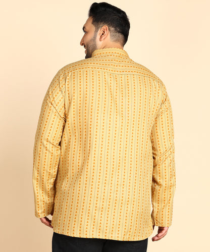 Yellow Symmetric Print Short Kurta